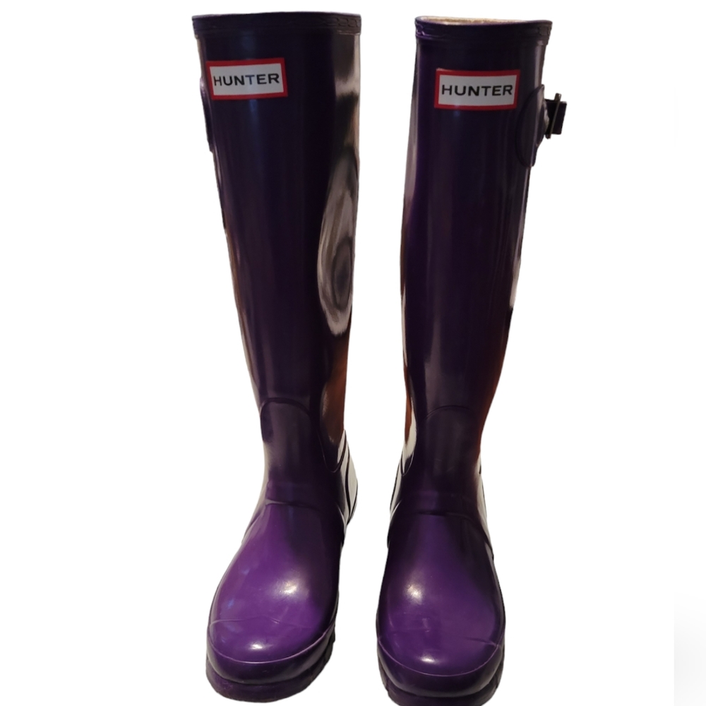 Hunter Women's Original Tall Purple Knee-High Rubber RainBoot Size 5M/6F